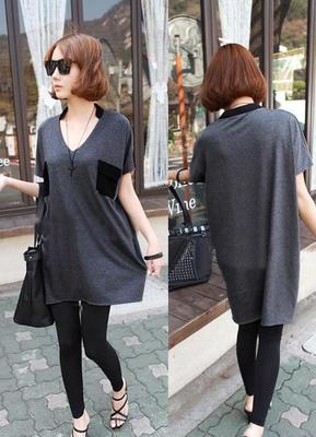 時(shí)尚與個(gè)性的碰撞 ZM7379歐美女裝口袋不規(guī)則寬版潮T 2013夏季服裝批發(fā)解析